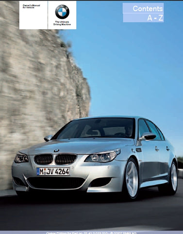 BMW M5 2007 MOTOR CAR OWNERS MANUAL 256 PAGES ENGLISH