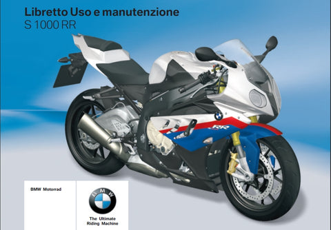 BMW S1000RR MOTOCICLO LIBRETTO USO E MANUTENZIONE 184 PAGINE ITALIANO