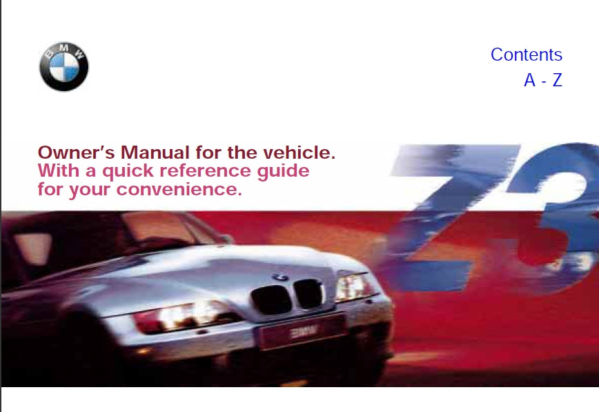 BMW Z3 MOTOR CAR OWNERS MANUAL 198 PAGES ENGLISH