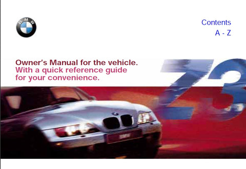 BMW Z3 MOTOR CAR OWNERS MANUAL 198 PAGES ENGLISH