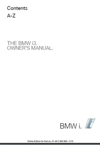 BMW i3 MOTOR CAR OWNERS MANUAL 236 PAGES ENGLISH