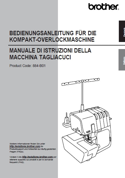 BROTHER 4234D NAHMASCHINE MACCHINA DA CUCIRE BEDIENUNGSANLEITUNG MANUALE D'ISTRUZIONE 80 SEITE DE IT