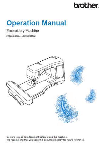 BROTHER 882-D80 882-D82 SEWING MACHINE OPERATION MANUAL 180 PAGES ENGLISH