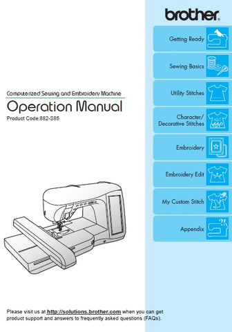 BROTHER 882-S85 SEWING MACHINE OPERATION MANUAL 276 PAGES ENGLISH