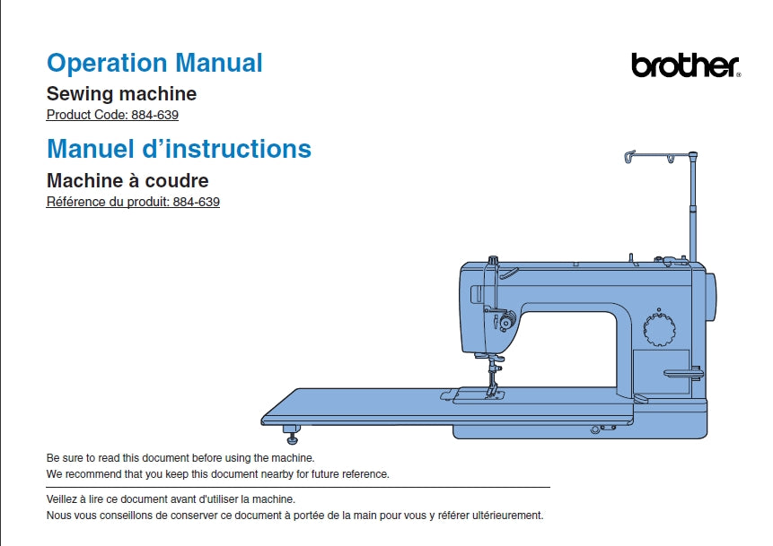 BROTHER 884-639 SEWING MACHINE MACHINE A COUDRE OPERATION MANUAL MANUEL D'INSTRUCTIONS 56 PAGES ENG FRANC