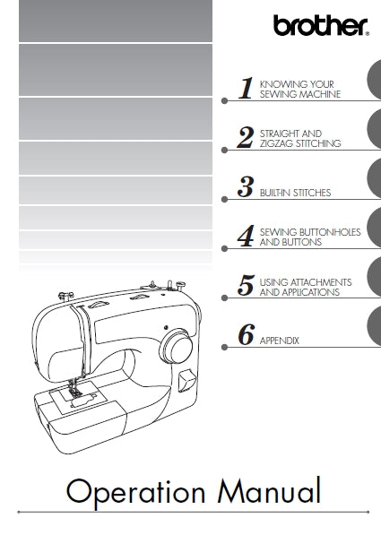 BROTHER 885-S28 885-S29 SEWING MACHINE OPERATION MANUAL 52 PAGES ENG