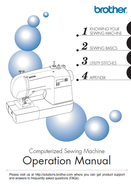 BROTHER 885-S38 SEWING MACHINE OPERATION MANUAL 72 PAGES ENGLISH