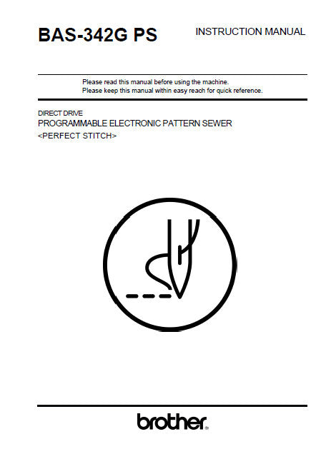 BROTHER BAS-342G PS SEWING MACHINE INSTRUCTION MANUAL BOOK 86 PAGES ENG