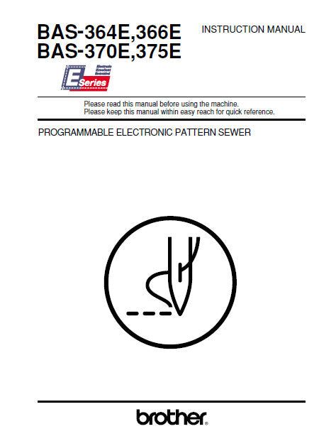 BROTHER BAS-346E BAS-366E BAS-370E BAS-375E SEWING MACHINE INSTRUCTION MANUAL BOOK 68 PAGES ENG