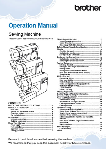 BROTHER CE1150 SEWING MACHINE OPERATION MANUAL 32 PAGES ENG