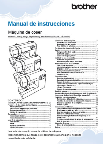 BROTHER CP60X MAQUINA DE COSER MANUAL DE INSTRUCCIONES 32 PAGINA ESP