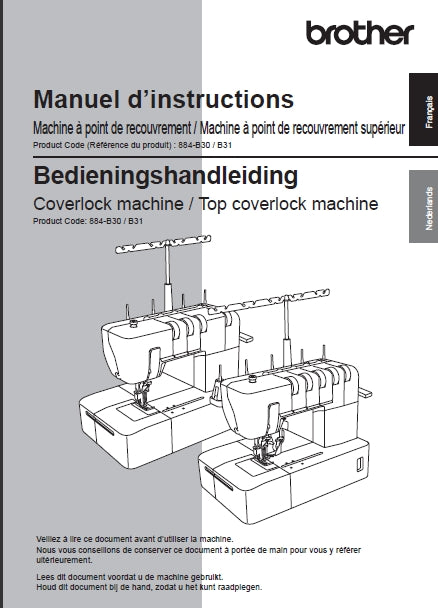 BROTHER CV3550 MACHINE A COUDRE NAAIMACHINE MANUEL D'INSTRUCTIONS BEDIENINGSHANDLEIDING 68 PAGES FRANC NL