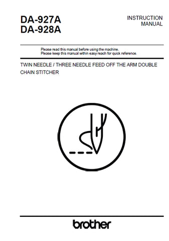 BROTHER DA-927A DA-928A SEWING MACHINE INSTRUCTION MANUAL BOOK 34 PAGES ENG