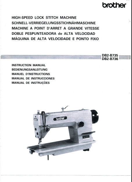 BROTHER DB2-B735 DB2-B736 SEWING MACHINE INSTRUCTION MANUAL 16 PAGES ENG DE FR ESP ITAL