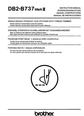 BROTHER DB2-B737 MARK III SEWING MACHINE INSTRUCTION MANUAL BOOK 68 PAGES ENG DE FR ESP
