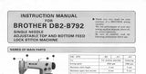 BROTHER DB2-B792 SEWING MACHINE INSTRUCTION MANUAL 16 PAGES ENG