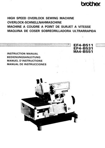 BROTHER EF4-B511 EF4-B531 EF4-B551 SEWING MACHINE INSTRUCTION MANUAL BOOK 24 PAGES ENG DE FR ESP