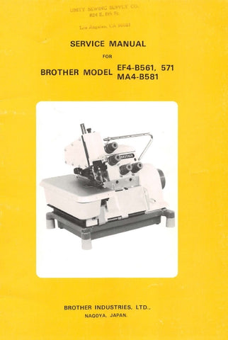 BROTHER EF4-B561 EF4-B571 MA4-B581 SEWING MACHINE SERVICE MANUAL 42 PAGES ENG