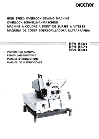 BROTHER EF4-B561 EF4-B571 MA4-B581 SEWING MACHINE INSTRUCTION MANUAL BOOK 23 PAGES ENG DE FR ESP