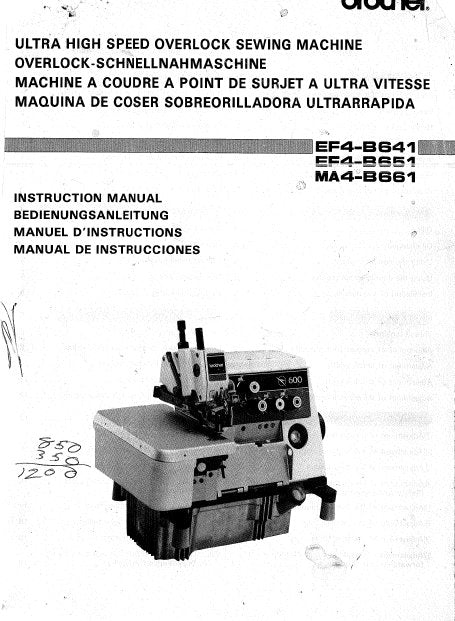 BROTHER EF4-B641 EF4-B651 MA4-B661 SEWING MACHINE INSTRUCTION MANUAL BOOK 24 PAGES ENG DE FR ESP