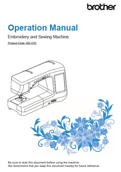 BROTHER ESSENCE INNOV-IS VM5200 SEWING MACHINE OPERATION MANUAL 312 PAGES ENG