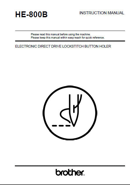 BROTHER HE-800B SEWING MACHINE INSTRUCTION MANUAL BOOK 106 PAGES ENG