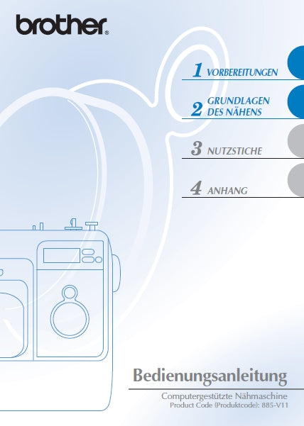 BROTHER INNOV-IS NV10 NV10A NAHMASCHINE BEDIENUNGSANLEITUNG 104 SEITE DE