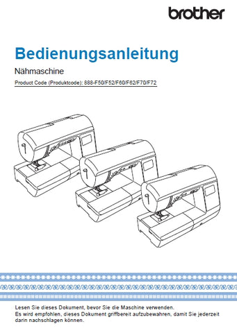 BROTHER INNOV-IS NV1100 NAHMASCHINE BEDIENUNGSANLEITUNG 144 SEITE DE