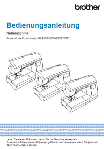 BROTHER INNOV-IS NV1300 NAHMASCHINE BEDIENUNGSANLEITUNG 144 SEITE DE