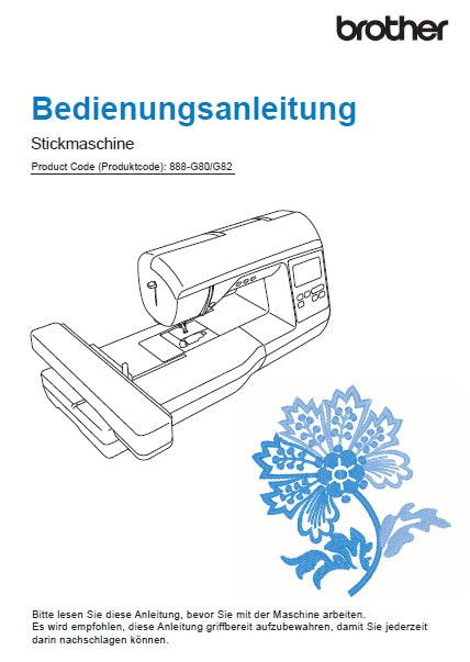 BROTHER INNOV-IS NV870SE NAHMASCHINE BEDIENUNGSANLEITUNG 100 SEITE DE