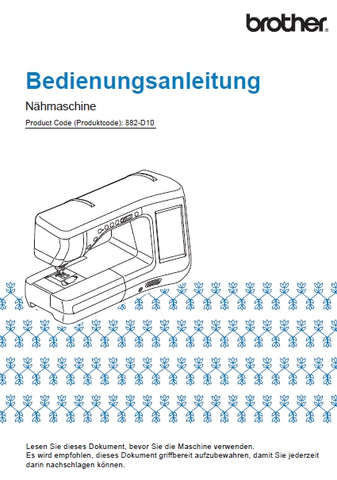 BROTHER INNOV-IS VQ2 NAHMASCHINE BEDIENUNGSANLEITUNG 208 SEITE DE