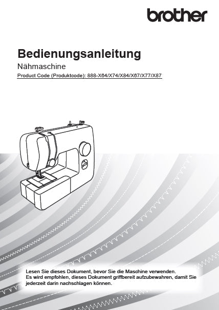 BROTHER INNOV-IS A16 NAHMASCHINE BEDIENUNGSANLEITUNG 72 SEITE DE