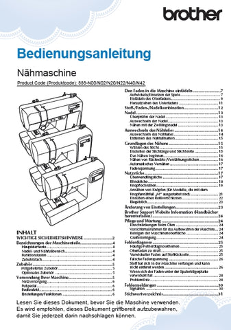 BROTHER KD40S LIITLE ANGEL NAHMASCHINE BEDIENUNGSANLEITUNG 32 SEITE DE