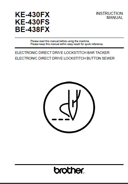 BROTHER KE-430FX KE-430FS BE-438FX SEWING MACHINE INSTRUCTION MANUAL BOOK 90 PAGES ENG