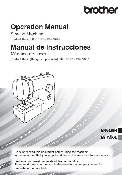 BROTHER LX3817G SEWING MACHINE MAQUINA DE COSER OPERATION MANUAL 94 PAGES ENG ESP