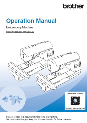 BROTHER PE900 SEWING MACHINE OPERATION MANUAL 68 PAGES ENG