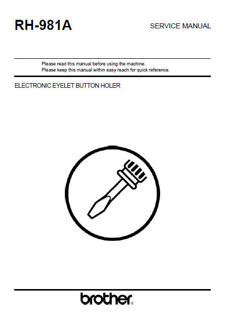 BROTHER RH-981A SEWING MACHINE SERVICE MANUAL BOOK 138 PAGES ENG