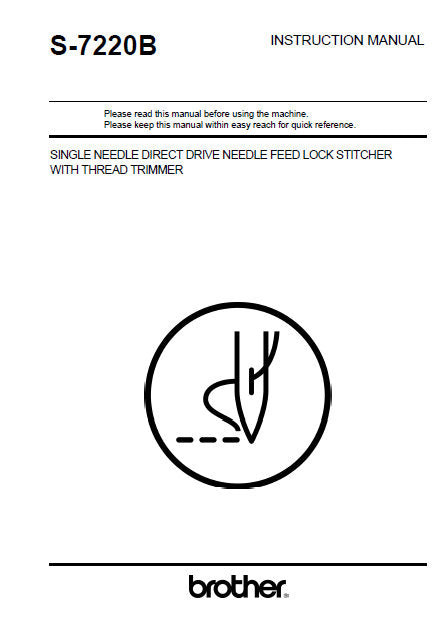 BROTHER S-7220B SEWING MACHINE INSTRUCTION MANUAL BOOK 74 PAGES ENG