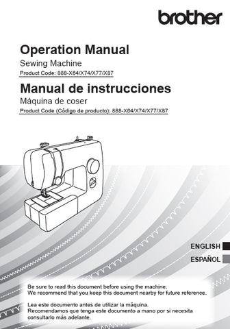 BROTHER SM1400 SEWING MACHINE MAQUINA DE COSER OPERATION MANUAL MANUAL DE INSTRUCCIONES 94 PAGES ENG ESP