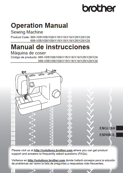 BROTHER SM2700 SEWING MACHINE MAQUINA DE COSER OPERATION MANUAL MANUAL DE INSTRUCCIONES 108 PAGES ENG ESP