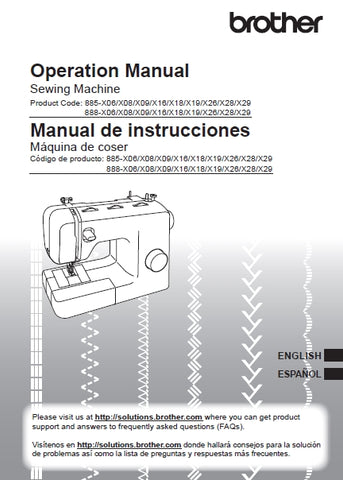 BROTHER SM2700 SEWING MACHINE MAQUINA DE COSER OPERATION MANUAL MANUAL DE INSTRUCCIONES 108 PAGES ENG ESP