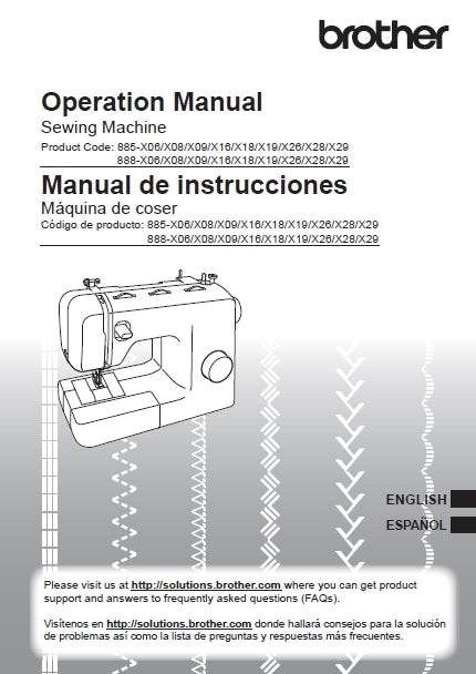 BROTHER SM3701 SEWING MACHINE MAQUINA DE COSER OPERATION MANUAL MANUAL DE INSTRUCCIONES 108 PAGES ENG ESP