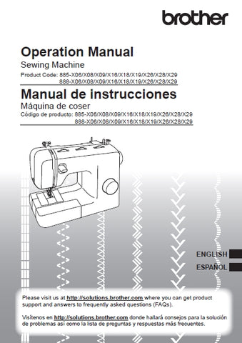 BROTHER SM3701 SEWING MACHINE MAQUINA DE COSER OPERATION MANUAL MANUAL DE INSTRUCCIONES 108 PAGES ENG ESP