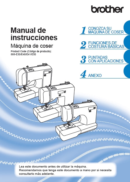 BROTHER SQ9285 MAQUINA DE COSER MANUAL DE INSTRUCCIONES 116 PAGINA ESP