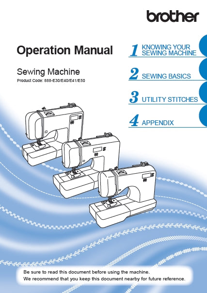 BROTHER SQ9285 SEWING MACHINE OPERATION MANUAL 116 PAGES ENG