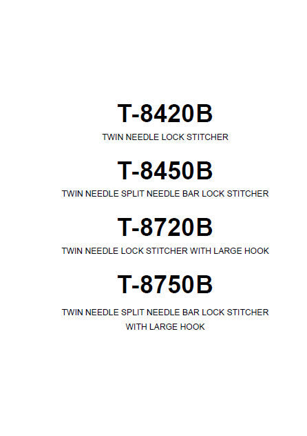 BROTHER T-8420B  T-8450B T-8720B T-8750B SEWING MACHINE INSTRUCTION MANUAL BOOK 44 PAGES ENG