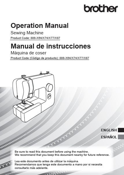 BROTHER VX1445 SEWING MACHINE MAQUINA DE COSER OPERATION MANUAL MANUAL DE INSTRUCCIONES 94 PAGES ENG ESP