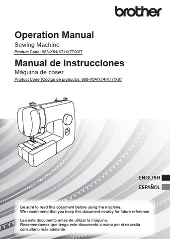 BROTHER VX1445 SEWING MACHINE MAQUINA DE COSER OPERATION MANUAL MANUAL DE INSTRUCCIONES 94 PAGES ENG ESP