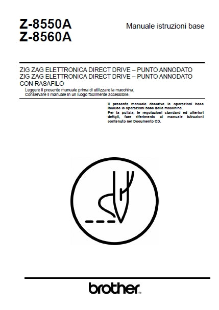 BROTHER Z-8550A Z-8560A MACCHINA DA CUCIRE MANUALE ISTRUZIONI 54 PAGES ITALIANO