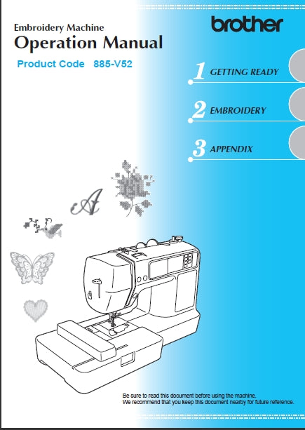 BROTHER 885-V52 SEWING MACHINE OPERATION MANUAL 92 PAGES ENG
